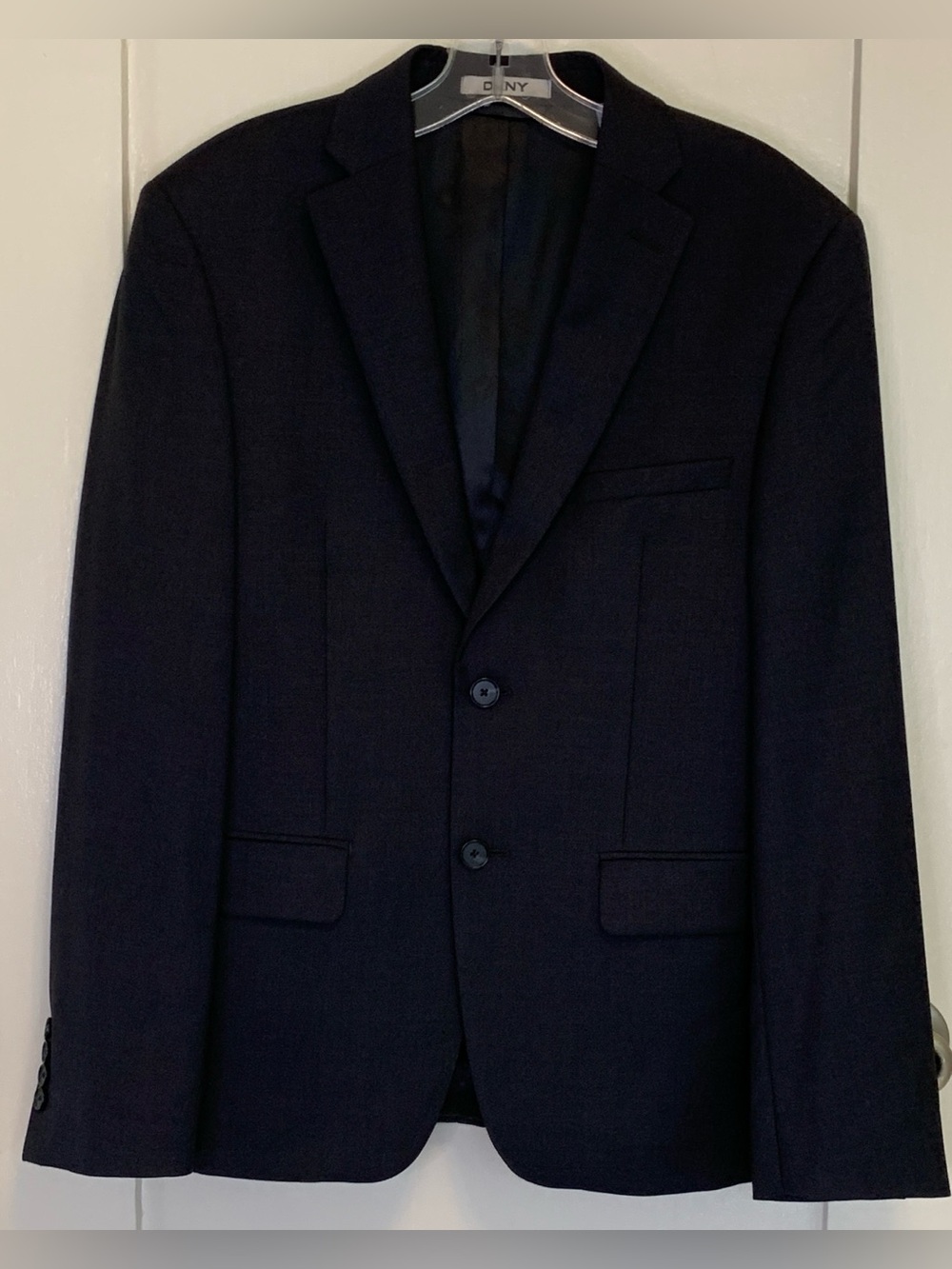 DKNY Black Satin-Lined 100% Wool Suit Jacket with Interior Pockets NWOT
